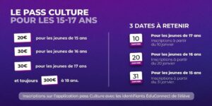 Pass culture pour les 15-17 ans