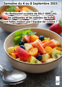 Menus du restaurant scolaire : sept. et oct. 2023